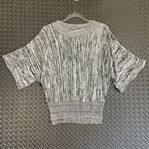 Vintage‎ Suspicious Lines Gray Made In USA Knit Tweed Blouse Top Women's Small